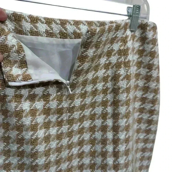 NWT Allen Schwartz Wool Blend Houndstooth Midi Skirt - Picture 2 of 5